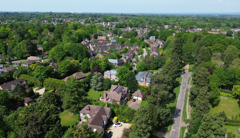 An aerial view of Ascot