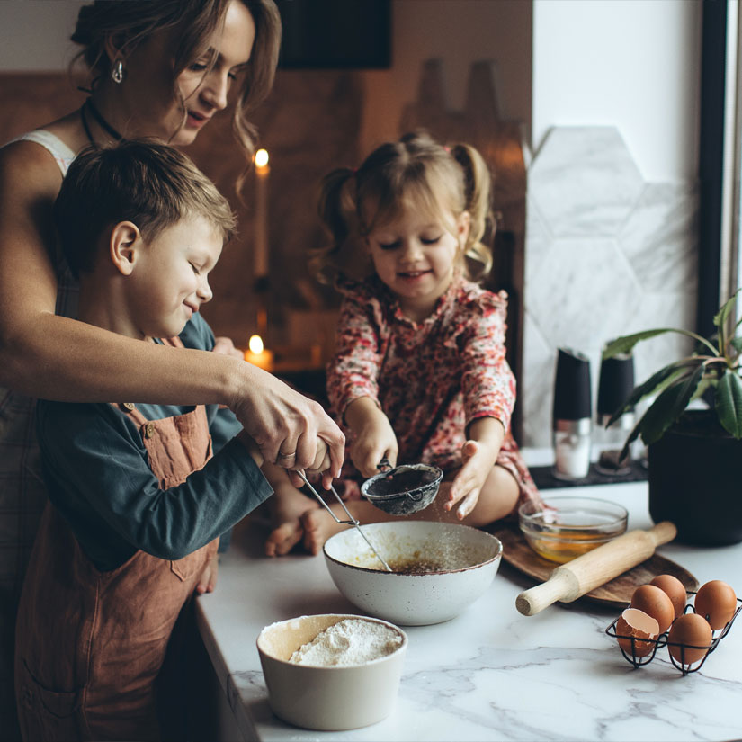 Family baking in the kitchen