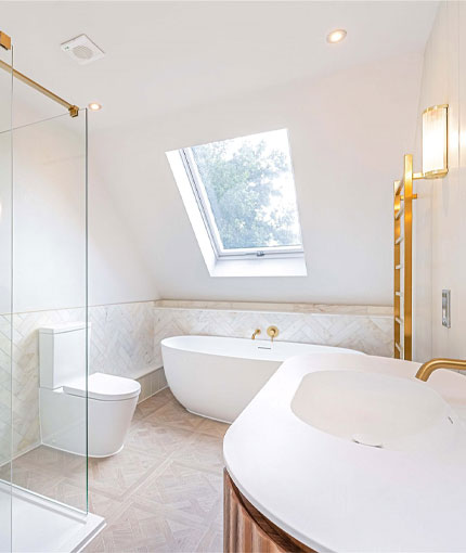 A bathroom in the Orchard and Maple House developments