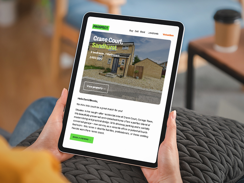 An example of Prospect Estate Agency's email marketing