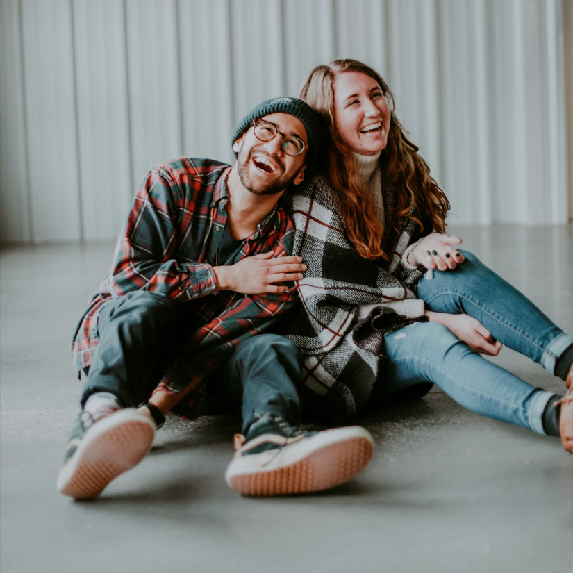 Happy couple on the floor